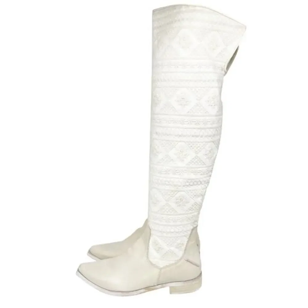 Free People Women's Bren‎ OTK Crochet Western Cowgirl Boots Size US 6 Size 36